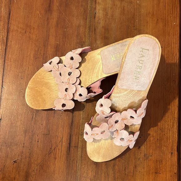 Ralph Lauren wooden, pink suede, sandals - Picture 2 of 2